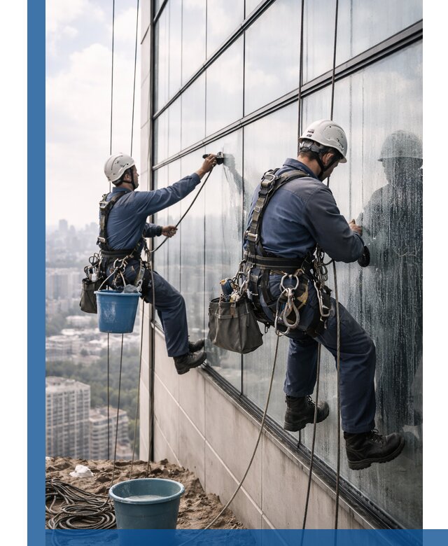 Профессиональная мойка фасадных окон альпинистами в Чехове