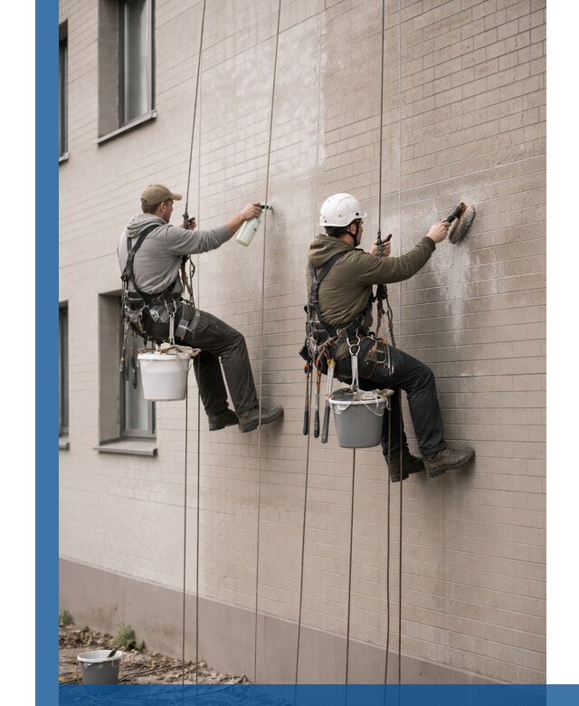Удаление высолов с фасада зданий в Чехове без повреждений и следов