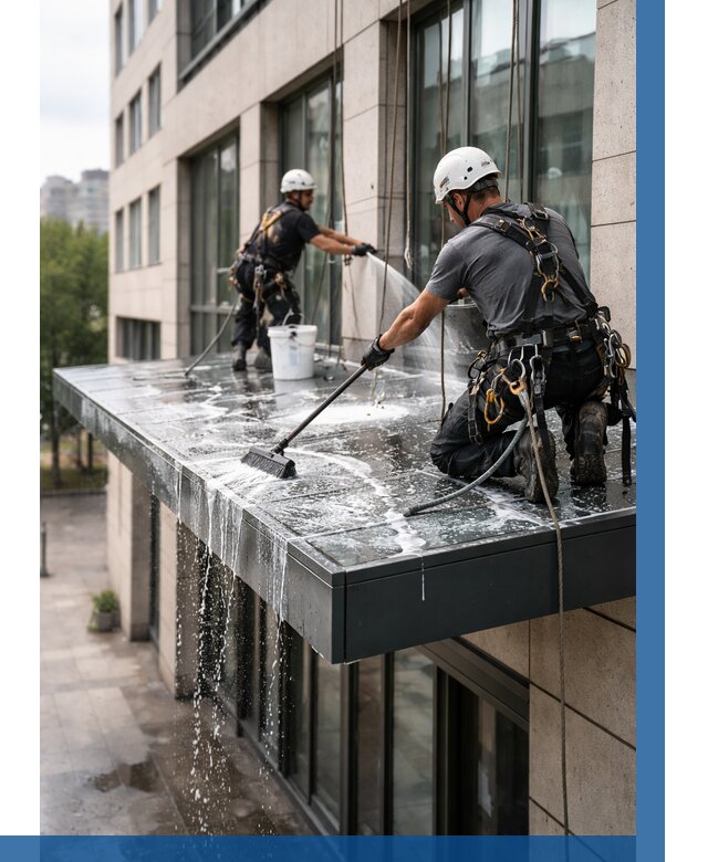 Мойка козырьков и навесов в Чехове от 3558 р. | ВЫСОТНИК-Чхв