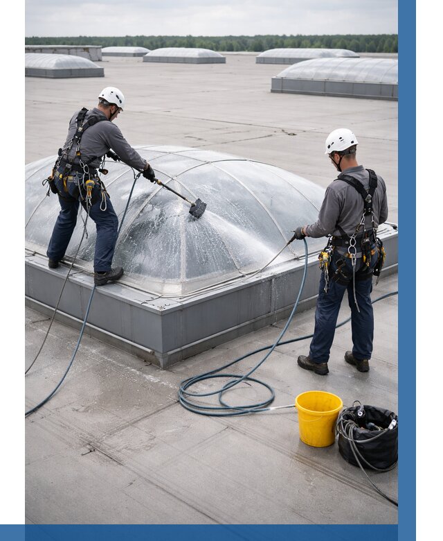 Мойка зенитных фонарей в Чехове, заказать от 4575 р. | ВЫСОТНИК-Чхв