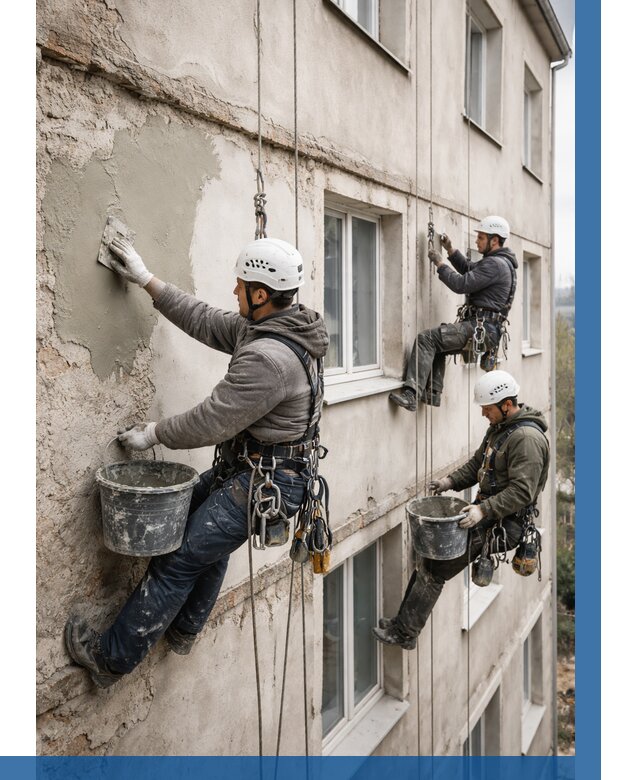 Ремонт штукатурного фасада в Чехове от 763 р. под ключ | ВЫСОТНИК-Чхв