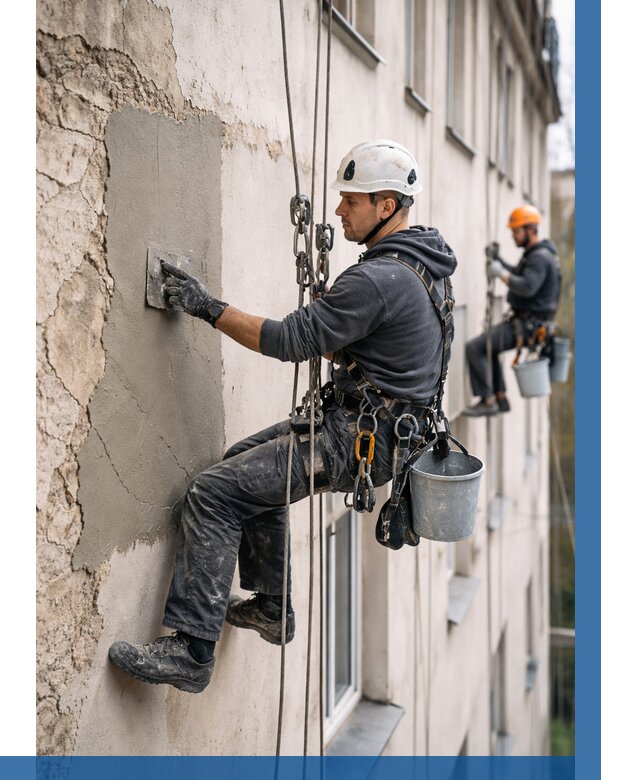 Восстановление штукатурки фасада в Чехове от 1220 р. | ВЫСОТНИК-Чхв