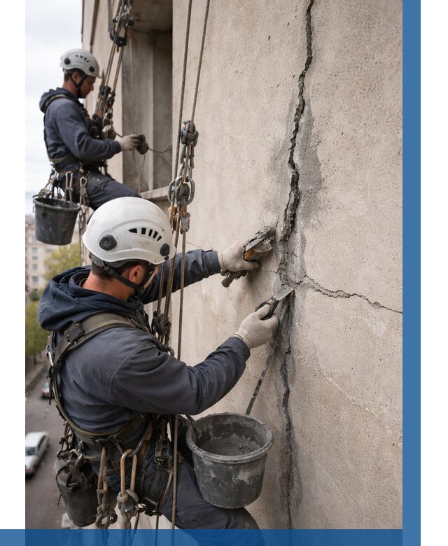 Заделка трещин на фасаде в Чехове от 915 р. | ВЫСОТНИК-Чхв