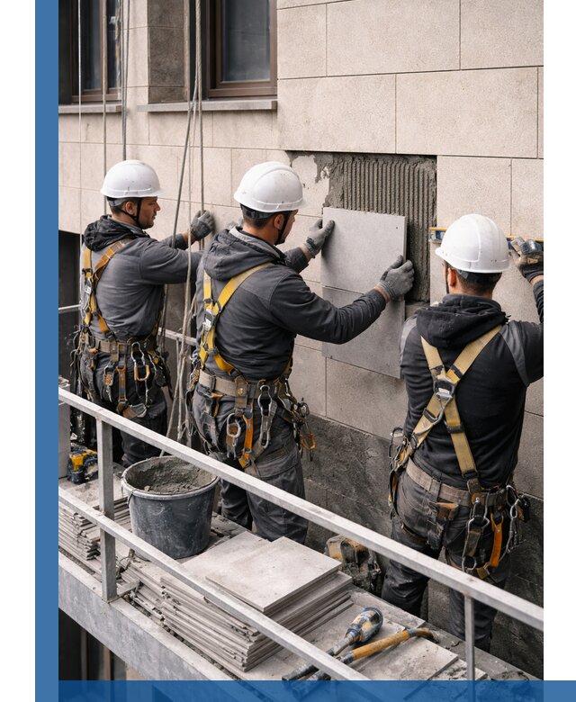 Ремонт облицовки фасада плиткой в Чехове с гарантией