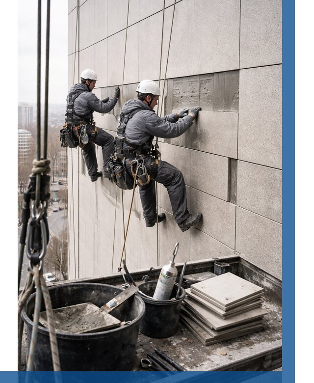 Ремонт фасада из керамогранита в Чехове от 2542 р. | ВЫСОТНИК-Чхв