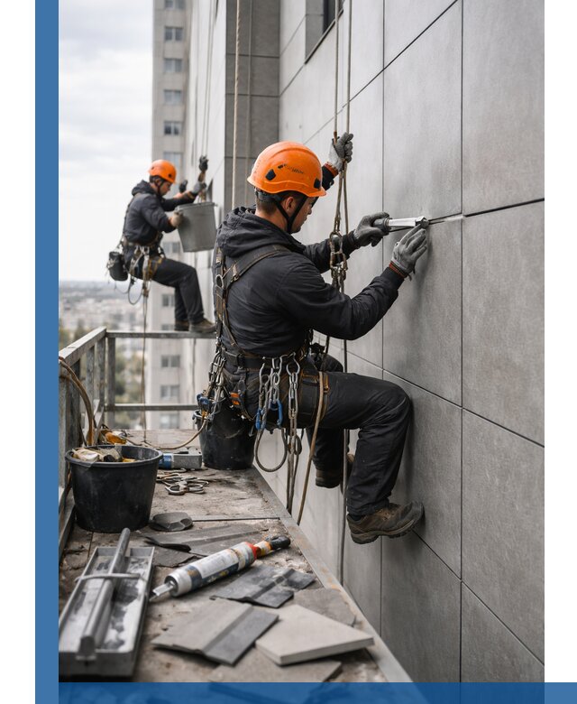 Профессиональный ремонт фасада из керамогранита в Чехове