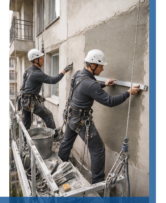 Штукатурка фасада на высоте в Чехове от 915 р. | ВЫСОТНИК-Чхв