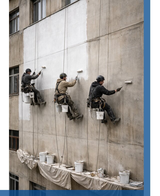 Покраска бетонного фасада в Чехове от 356 р за м2 | ВЫСОТНИК-Чхв