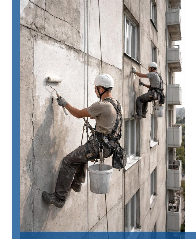 Покраска бетонного фасада в Чехове для жилых и промышленных объектов