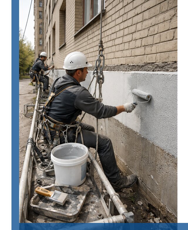 Окраска цоколя здания в Чехове профессионально и надежно