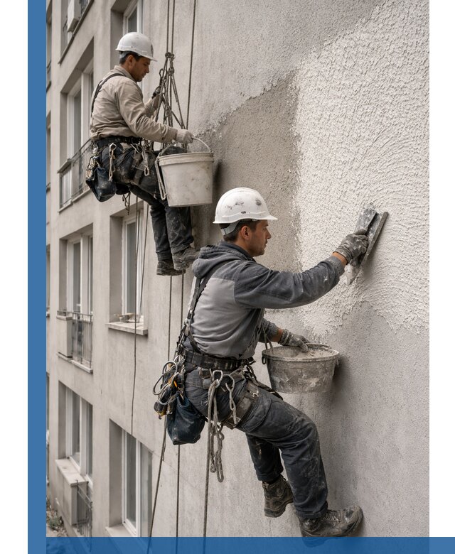 Нанесение декоративной штукатурки короед на фасад в Чехове