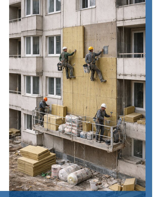 Утепление фасада минватой в Чехове от 1525 р. | ВЫСОТНИК-Чхв