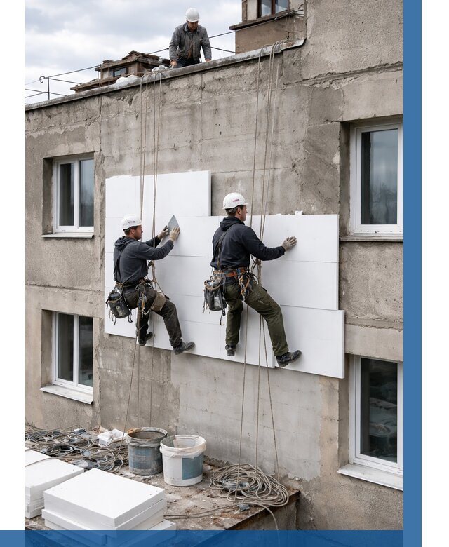 Утепление фасада пенополистиролом в Чехове от 1830 р. | ВЫСОТНИК-Чхв