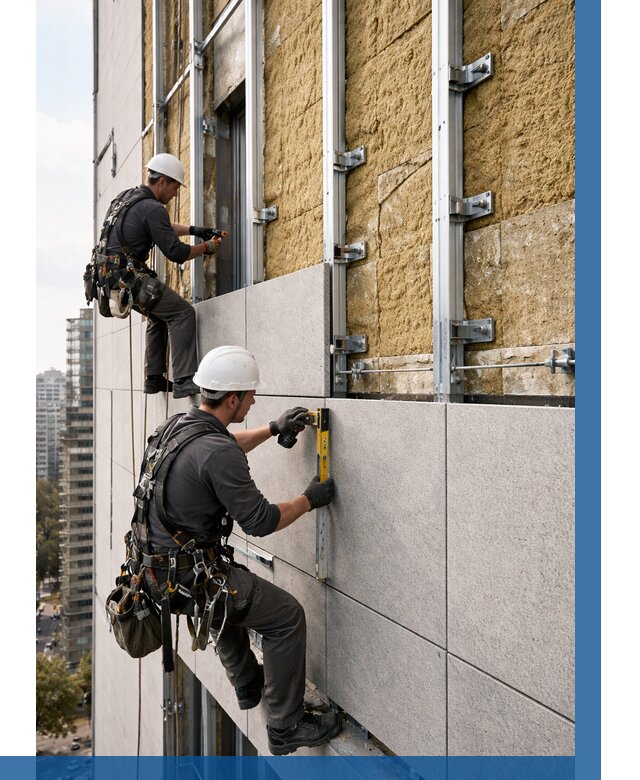 Монтаж вентилируемого фасада в Чехове от 3558 р. | ВЫСОТНИК-Чхв