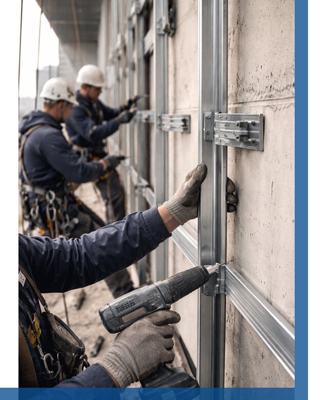 Монтаж подсистемы вентфасада в Чехове от 864 р. | ВЫСОТНИК-Чхв