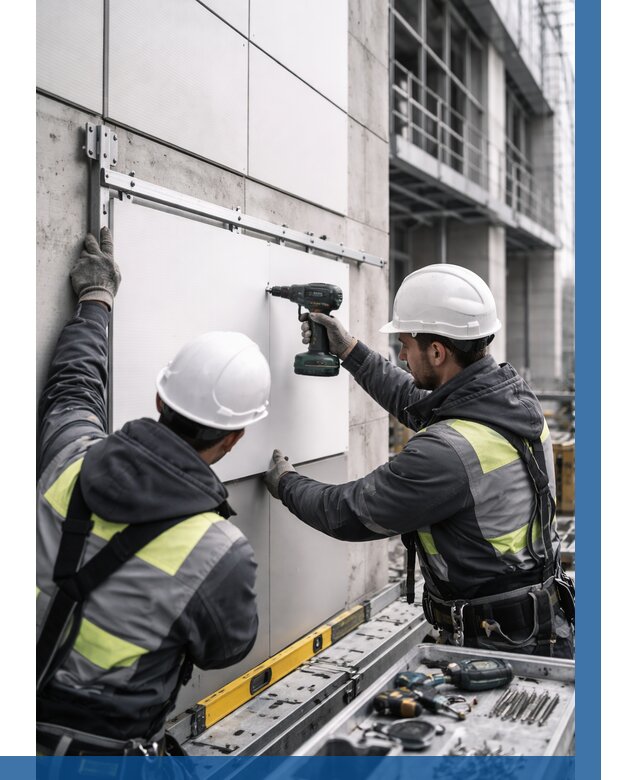 Монтаж композитных панелей фасада в Чехове от 2542 р. | ВЫСОТНИК-Чхв