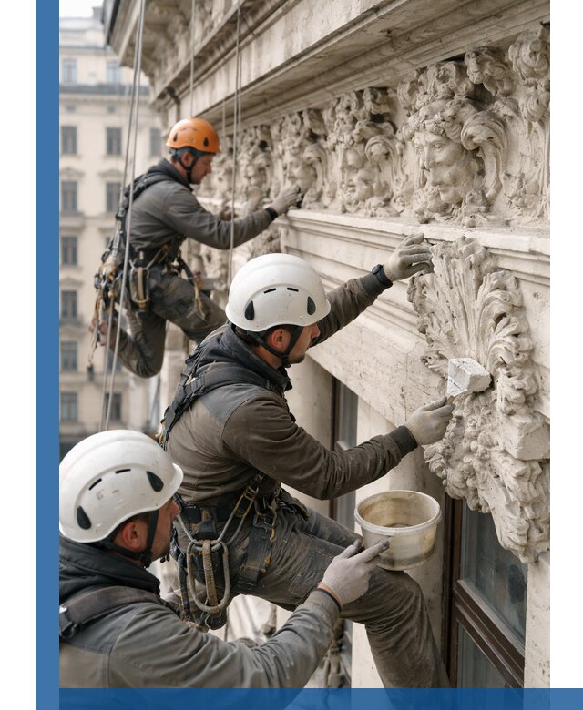 Реставрация фасадной лепнины с высотными работами в Чехове