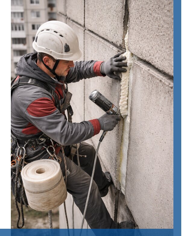 Утепление межпанельных швов в Чехове от 712 р. | ВЫСОТНИК-Чхв