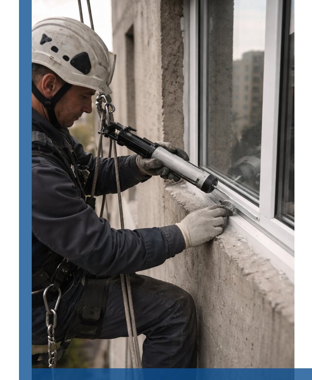 Герметизация оконных швов снаружи в Чехове профессионально