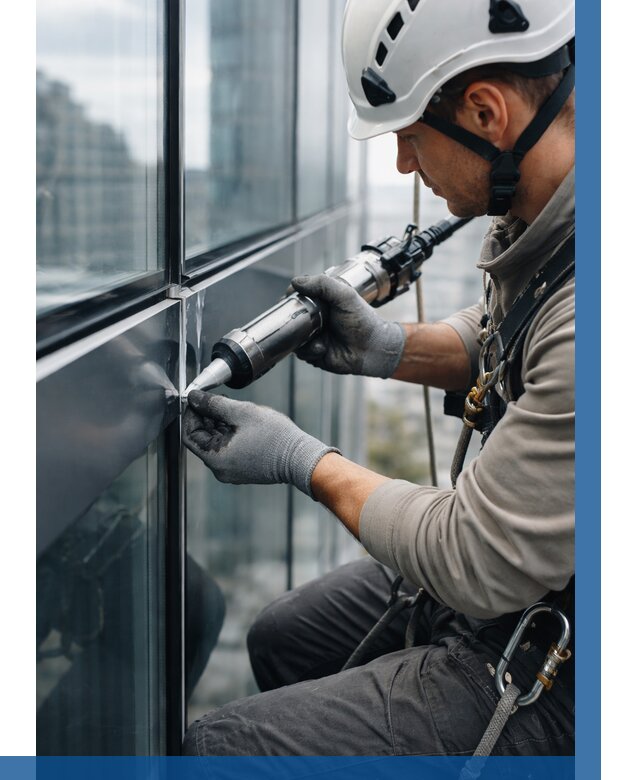 Герметизация стыков витража в Чехове от 1220 р. | ВЫСОТНИК-Чхв