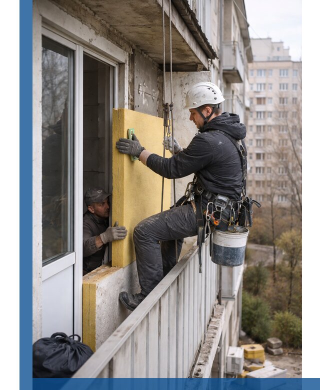 Профессиональное утепление балкона снаружи в Чехове под ключ