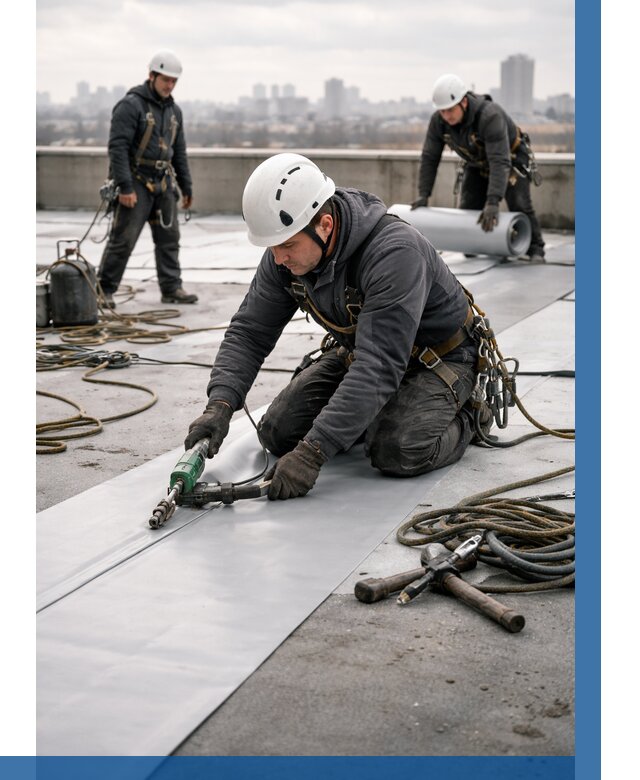 Ремонт мембранной кровли в Чехове от 1830 р./м2 | ВЫСОТНИК-Чхв