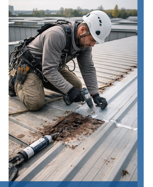 Ремонт профнастила на кровле в Чехове от 712 р. | ВЫСОТНИК-Чхв