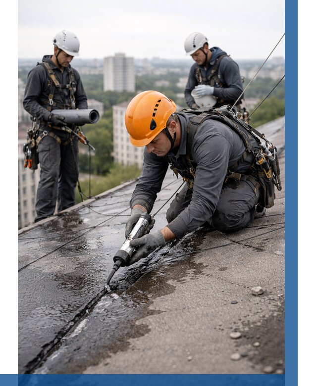 Устранение протечек кровли в Чехове от 12200 р. | ВЫСОТНИК-Чхв