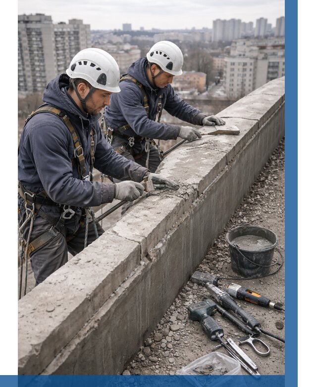 Ремонт парапета на кровле в Чехове от 1525 р. | ВЫСОТНИК-Чхв