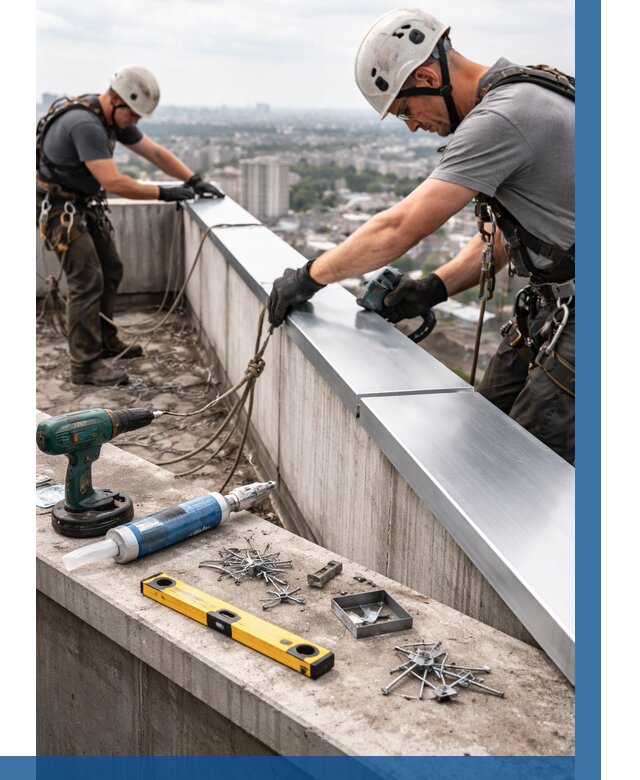 Монтаж парапетных крышек в Чехове от 813 р. | ВЫСОТНИК-Чхв