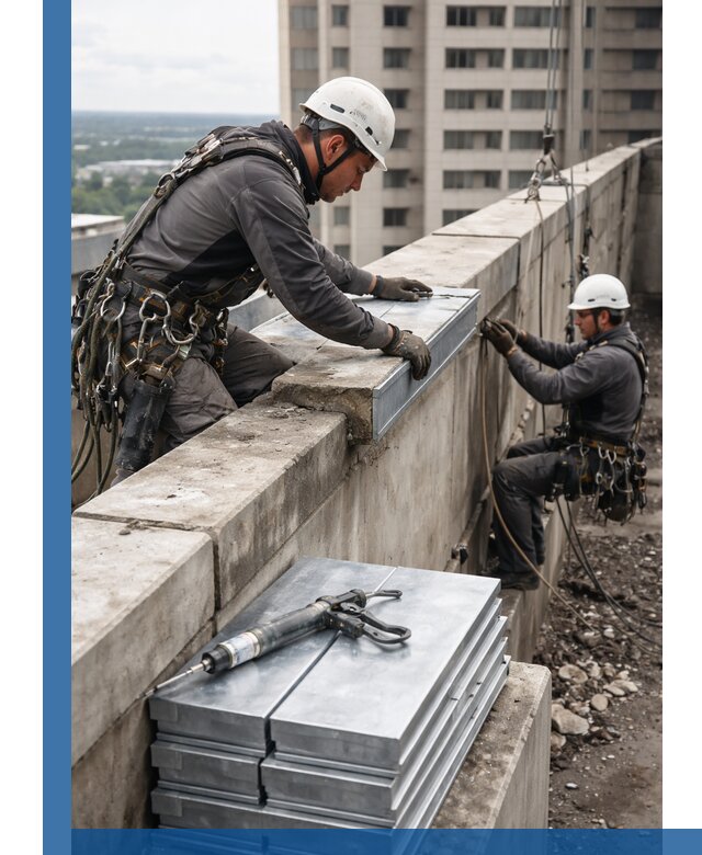 Замена парапетных крышек и установка новых в Чехове