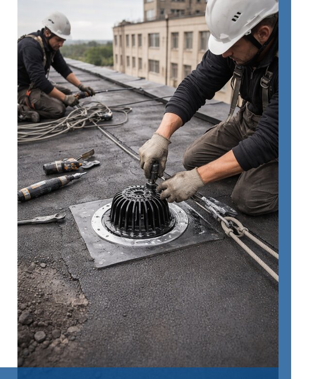 Установка водосточных воронок в Чехове цена от 3558 р. | ВЫСОТНИК-Чхв