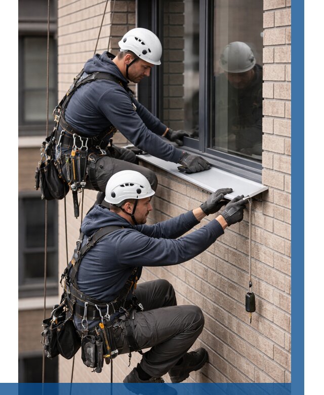 Монтаж оконных отливов под ключ в Чехове от 3558 р. | ВЫСОТНИК-Чхв