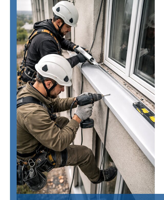 Профессиональный монтаж оконных отливов и отведения воды в Чехове