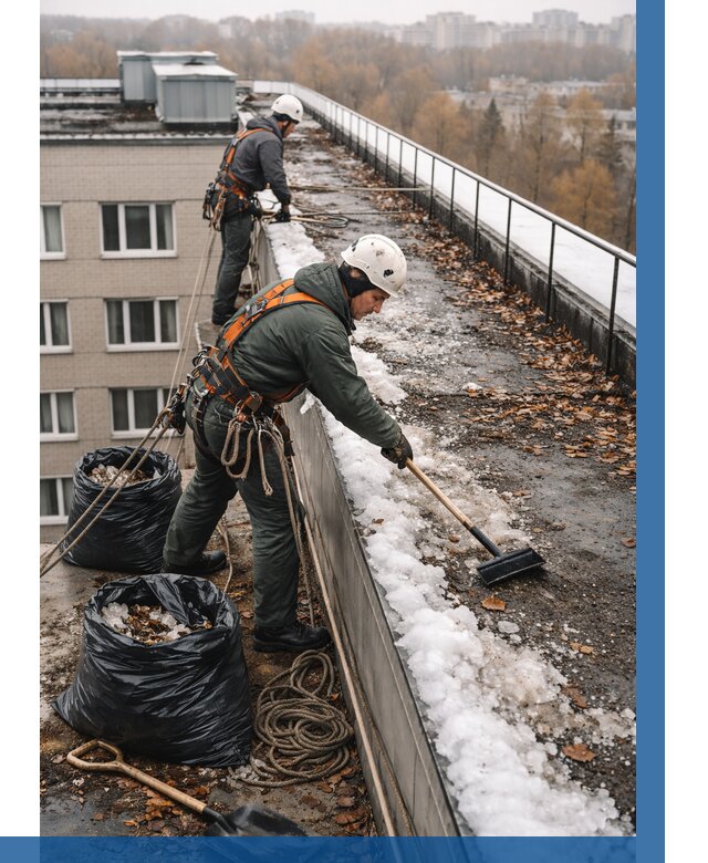 Очистка кровли по периметру в Чехове от 559 р. | ВЫСОТНИК-Чхв