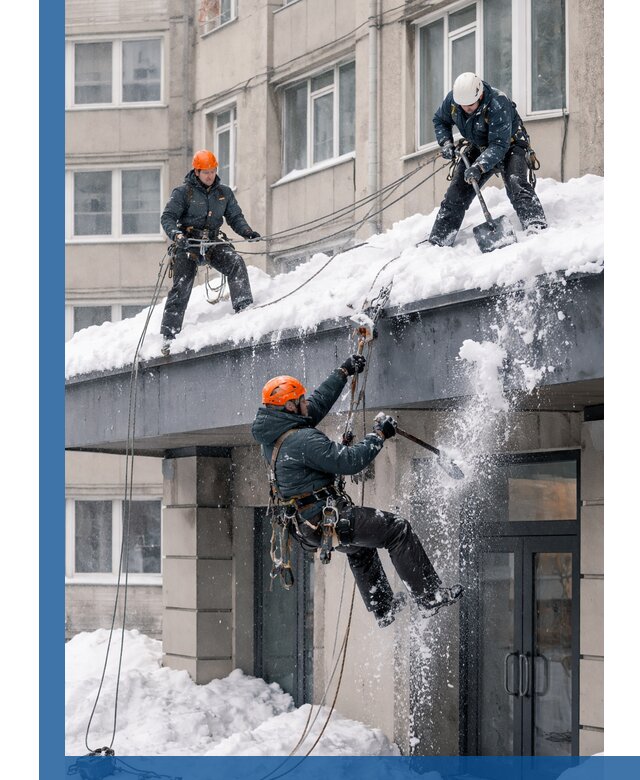 Безопасная очистка навесов от снега в Чехове круглогодично