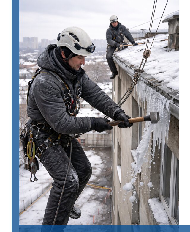 Сбивание и удаление сосулек с крыши в Чехове безопасно