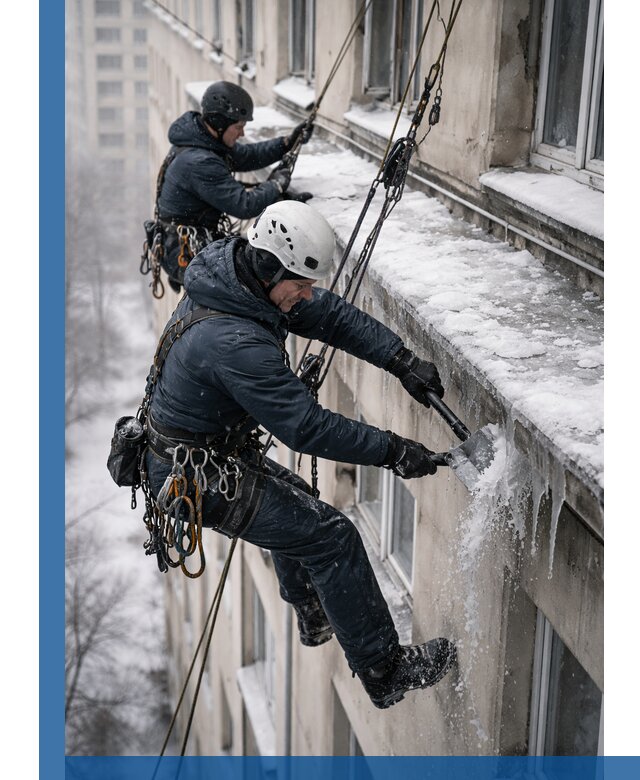 Удаление наледи и сосулек с карнизов в Чехове профессионально