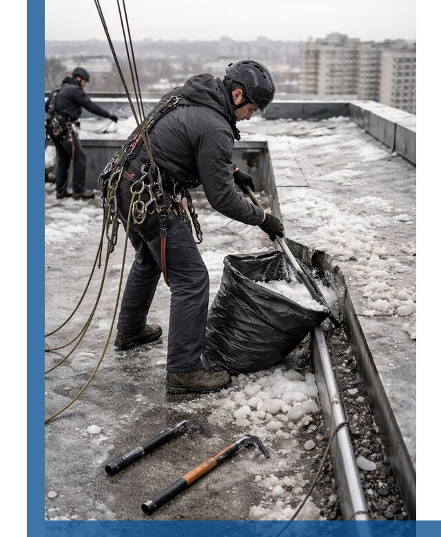 Аварийная очистка кровли в Чехове от промальпинистов