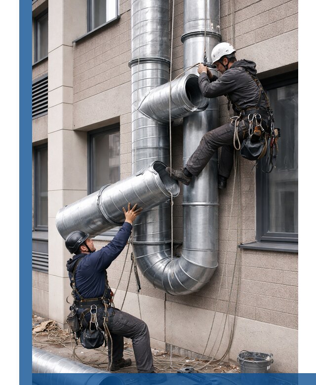 Монтаж фасадных воздуховодов в Чехове с герметизацией и крепежом