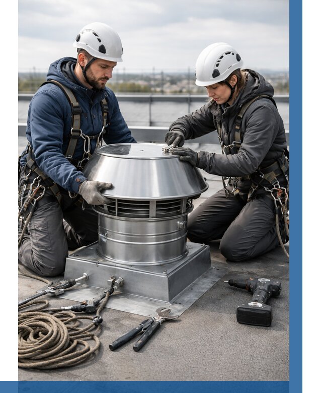 Установка дефлекторов на кровле в Чехове от 4575 р. | ВЫСОТНИК-Чхв