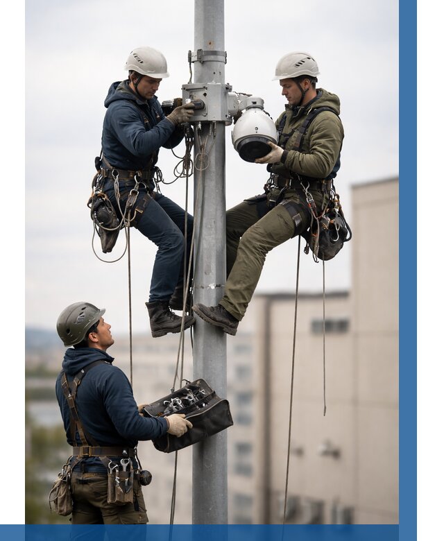 Установка видеокамер на мачте в Чехове от 8642 р. | ВЫСОТНИК-Чхв