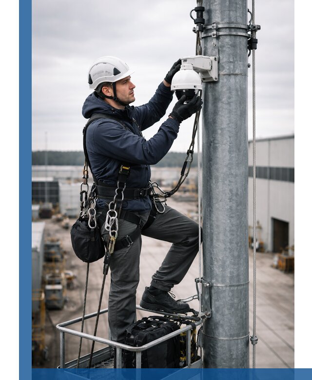 Профессиональная установка видеокамер на мачте в Чехове