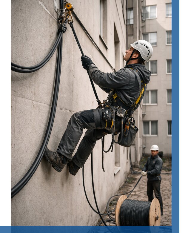 Протяжка кабеля питания на высоте в Чехове от 458 р. | ВЫСОТНИК-Чхв