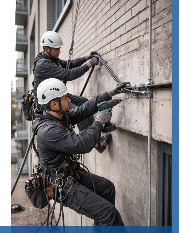 Крепление кабеля на фасаде в Чехове от 356 р. | ВЫСОТНИК-Чхв