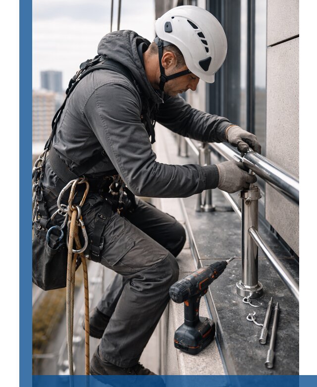 Монтаж ограждений на высоте в Чехове для зданий и конструкций