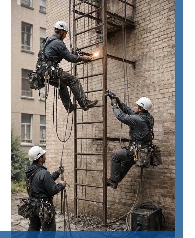 Ремонт пожарной лестницы в Чехове от 7625 р. | ВЫСОТНИК-Чхв