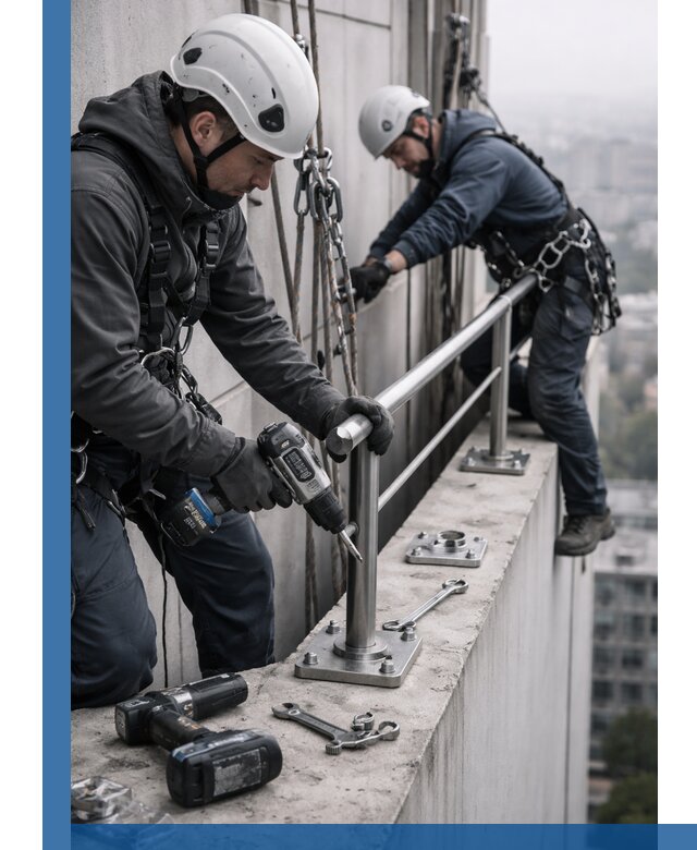 Монтаж перил на высоте в Чехове для жилых и промобъектов