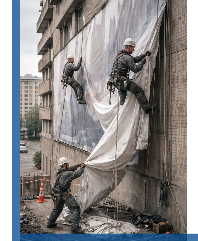 Демонтаж баннеров с фасада в Чехове оперативно и безопасно