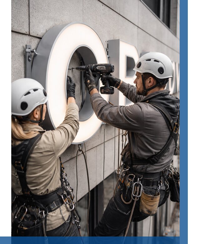 Монтаж световых букв в Чехове от 3050 р. под ключ ВЫСОТНИК-Чхв